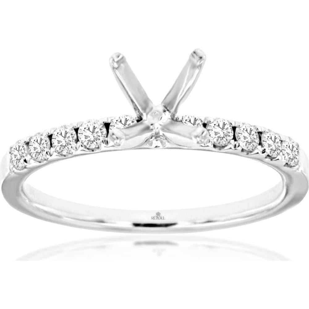 Royal 14K White Gold Semi Mount for Custom Gemstone - Exquisite Setting for Your Story.