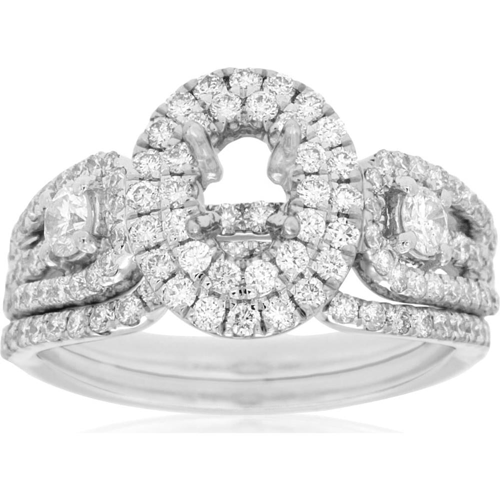Royal 14K White Gold Semi Mount Wedding Ring - 1.27 Carat