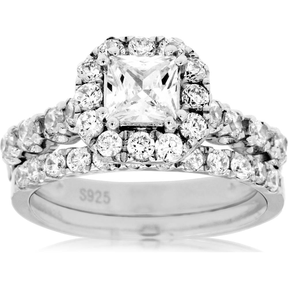 Royal 14K White Gold Semi Mount Wedding Ring with Halo Setting and 1.32 Carats Total Diamond Weight