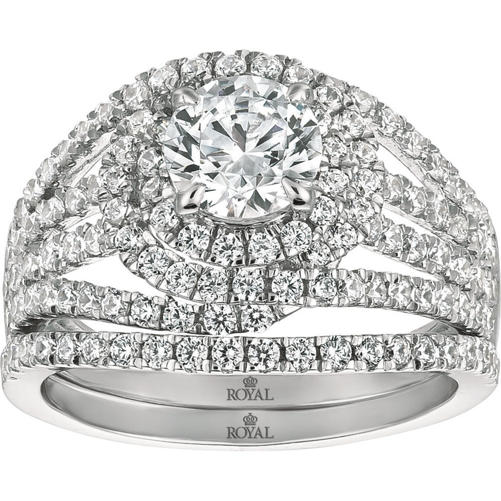 Royal 14K White Gold Semi-Mount Wedding Ring with Radiant Diamond Setting - 1.15 Carats Total Weight