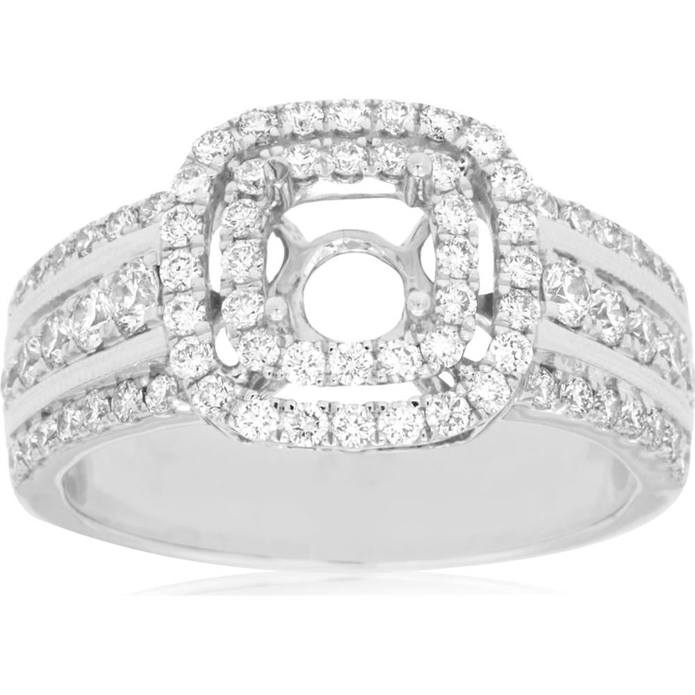Royal 14K White Gold Semi Mount with 0.95 Carat Weight - Perfe Carat Gemstone Setting