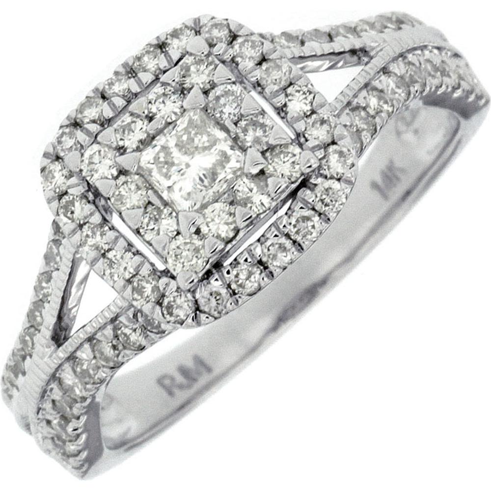 Royal 14K White Gold Sparkling Diamond Engagement Ring - 0.75 Carat Total Diamond Weight