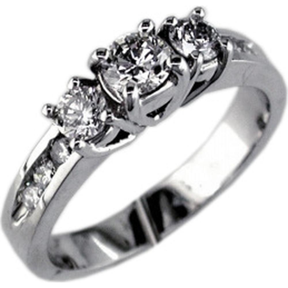 Royal 14K White Gold Sparkling Diamond Engagement Ring - 0.85 Carat Total Diamond Weight