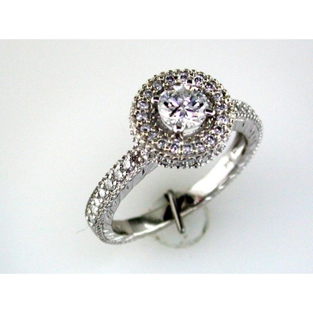 Royal 14K White Gold Sparkling Diamond Love Engagement Ring - 1.08 Carat Total Diamond Weight
