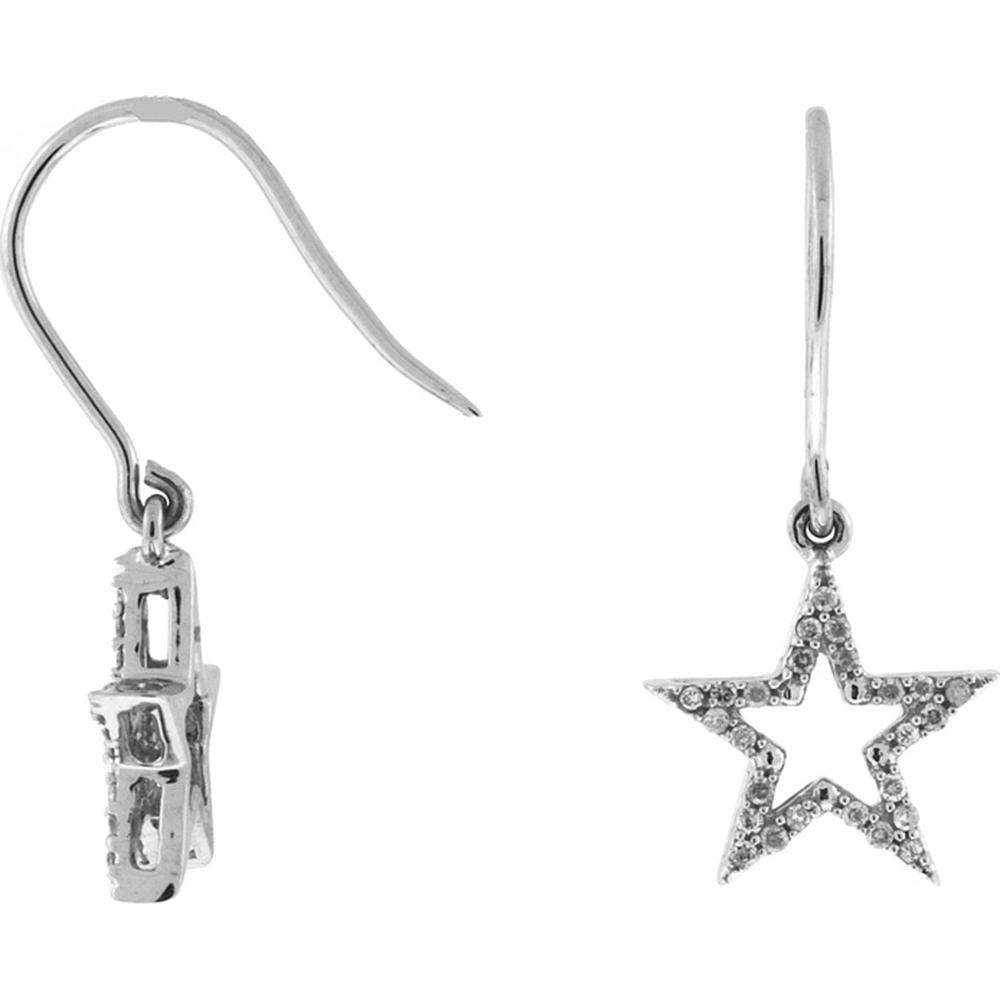 Royal 14K White Gold Star-shaped Diamond Earrings - 0.17 Carat Total Weight