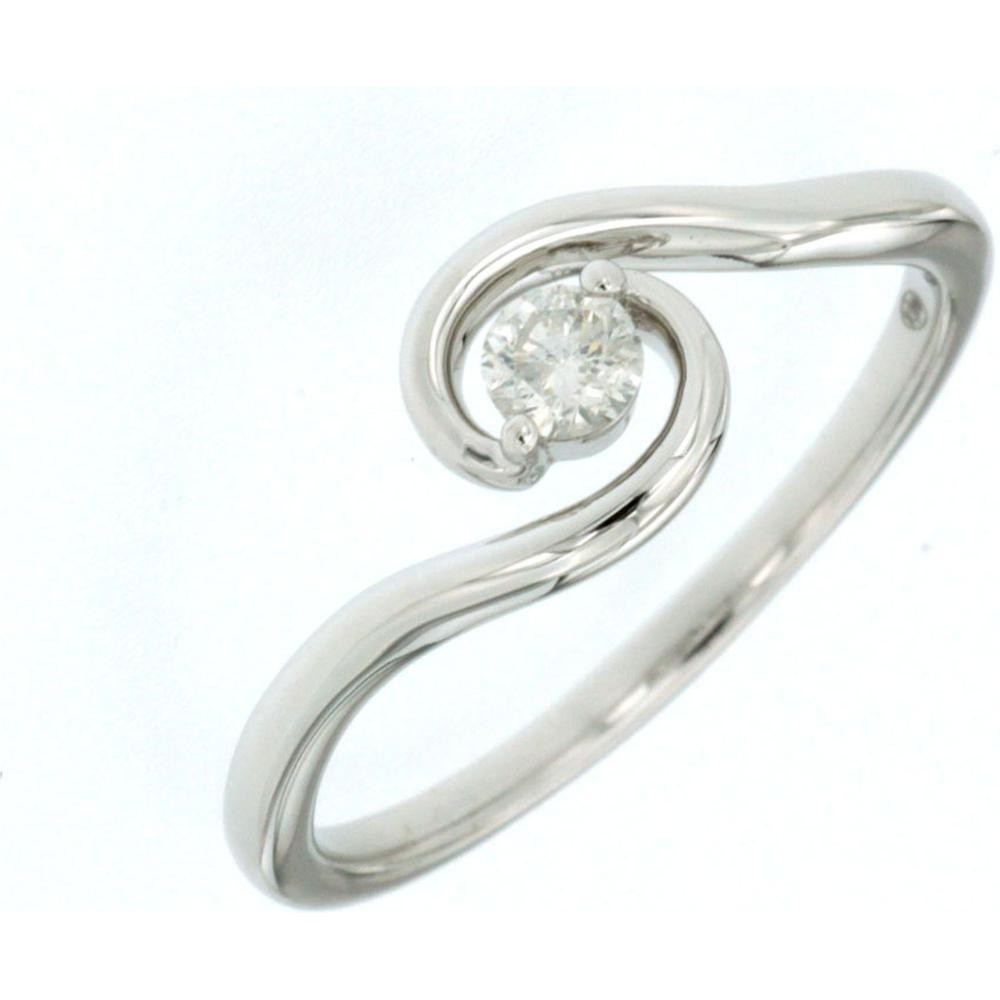 Royal 14K White Gold Swirl Ring with Floating Round Diamond - 0.13 Carat