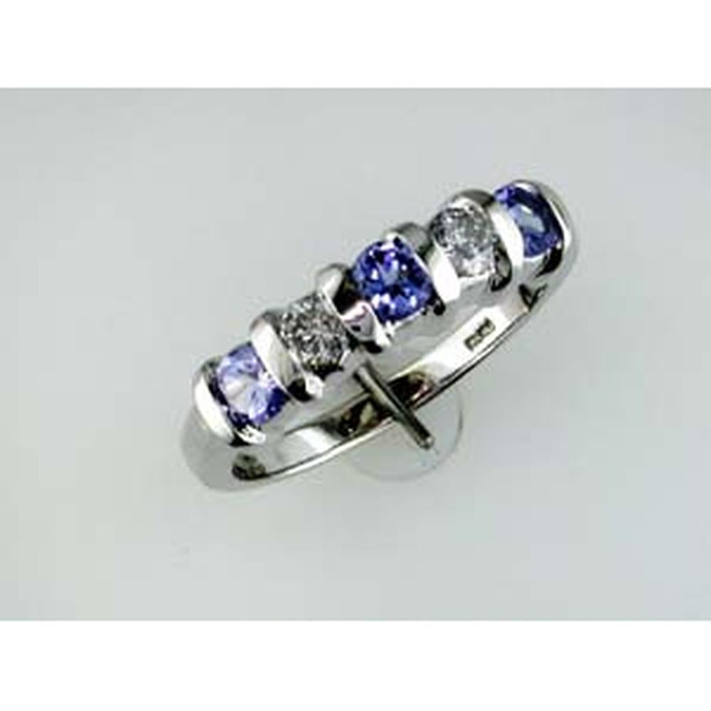 Royal 14K White Gold Tanzanite & Diamond Band - Timeless Elegance