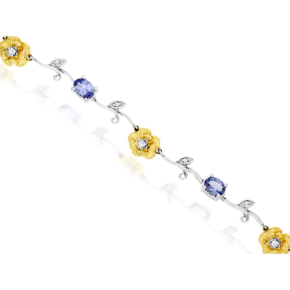 Royal 14K White Gold Tanzanite & Diamond Bracelet - Enchanting Oval Gemstone Jewelry