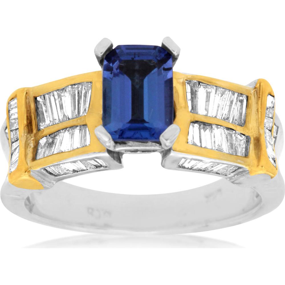 Royal 14K White Gold Tanzanite and Diamond Celestial Ring - 1.00 Carat Tanzanite, 0.98 Carat Total Diamond Weight
