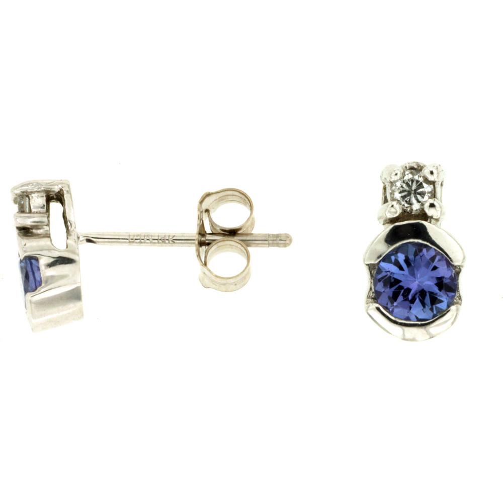 Royal 14K White Gold Tanzanite & Diamond Drop Earrings - 0.42 Carat Tanzanite, 0.06 Carat Diamonds