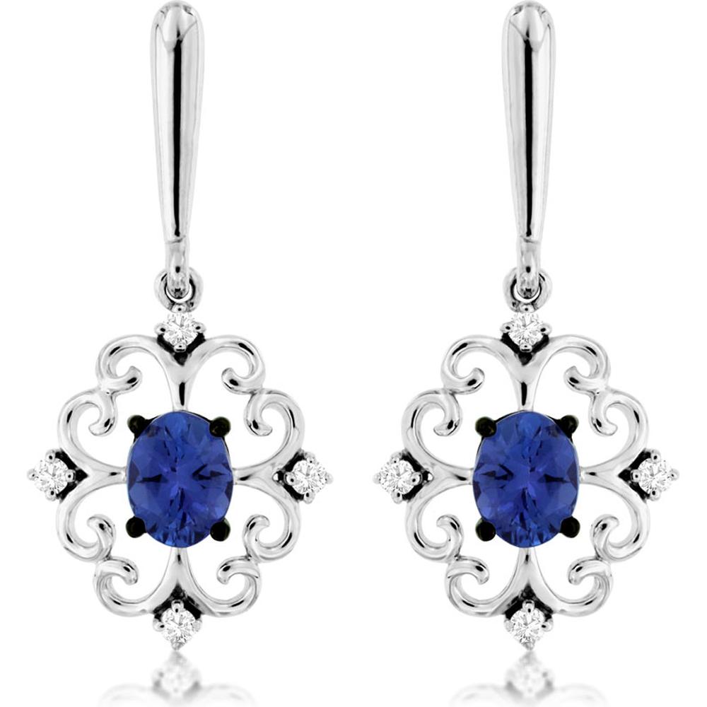 Royal 14K White Gold Tanzanite & Diamond Drop Earrings - 0.70 Carats Total Tanzanite Weight