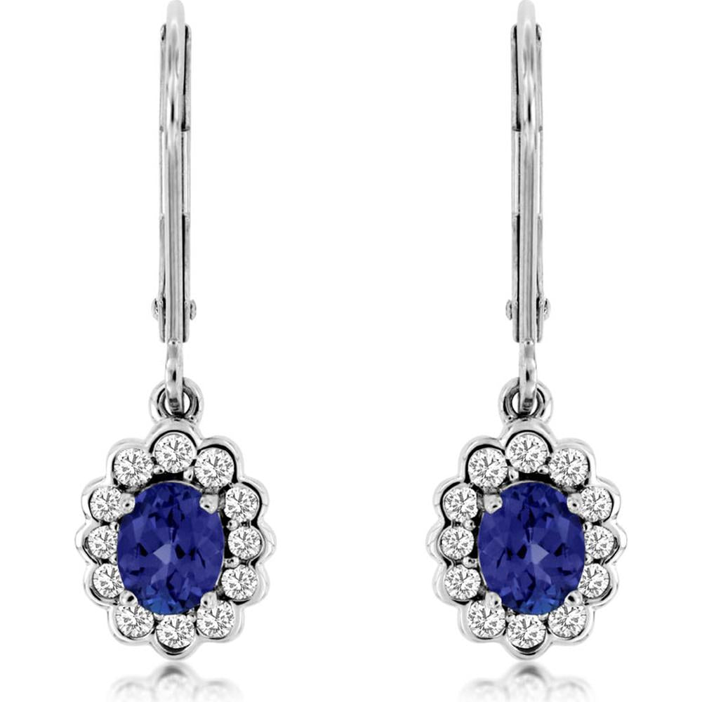Royal 14K White Gold Tanzanite & Diamond Earrings - 1.03 Carat Total Gem Weight