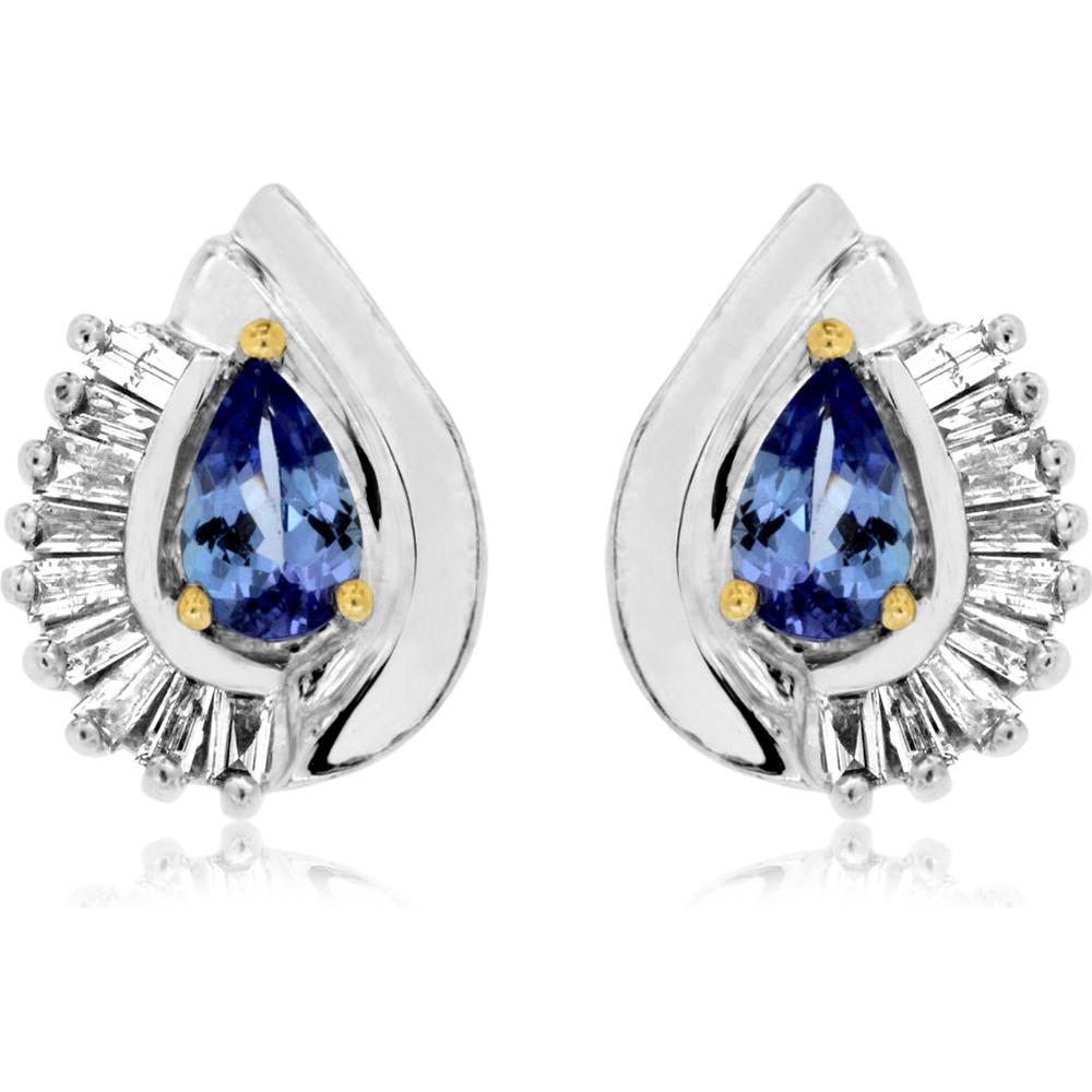 Royal 14K White Gold Tanzanite & Diamond Earrings - Celestial Pear-Shaped Beauty