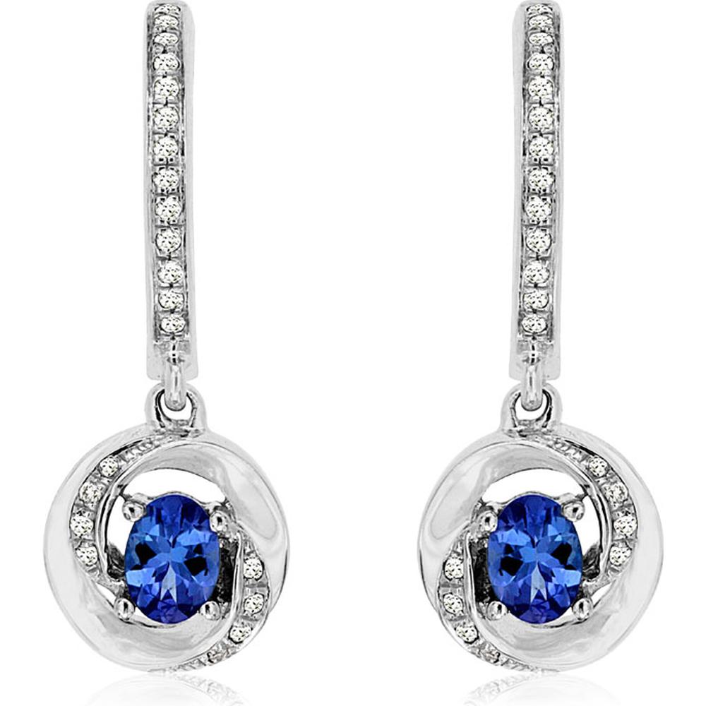Royal 14K White Gold Tanzanite & Diamond Earrings - Luxe Twilight Glamour