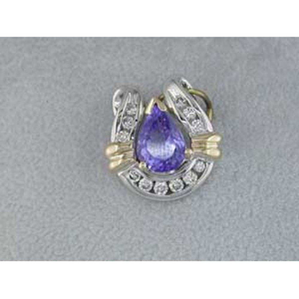 Royal 14K White Gold Tanzanite & Diamond Halo Pendant - 1.10 Carat Tanzanite, 0.25 Carat Diamonds