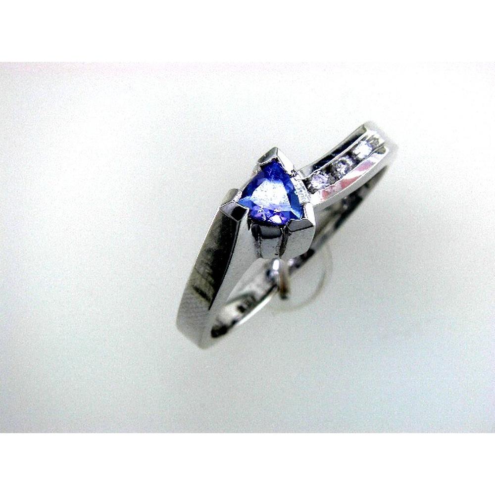Royal 14K White Gold Tanzanite and Diamond Halo Ring - 0.36 Carat Total Gem Weight