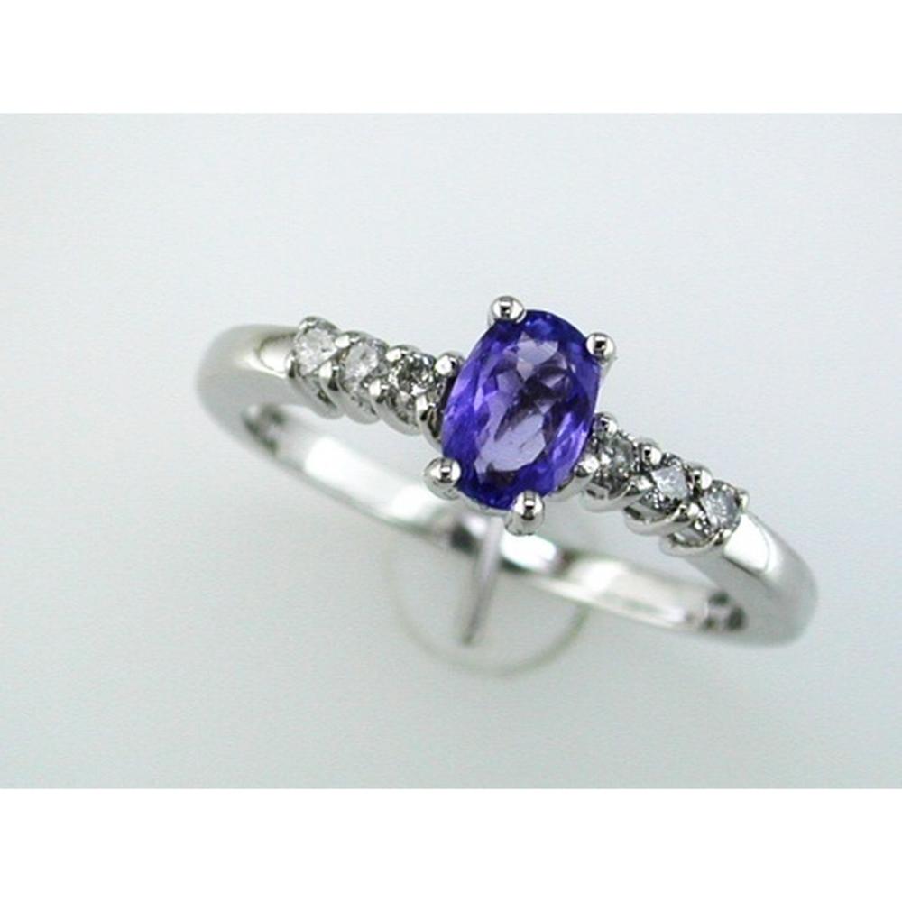 Royal 14K White Gold Tanzanite & Diamond Halo Ring - 0.40 Carat Tanzanite, 0.14 Carat Diamonds