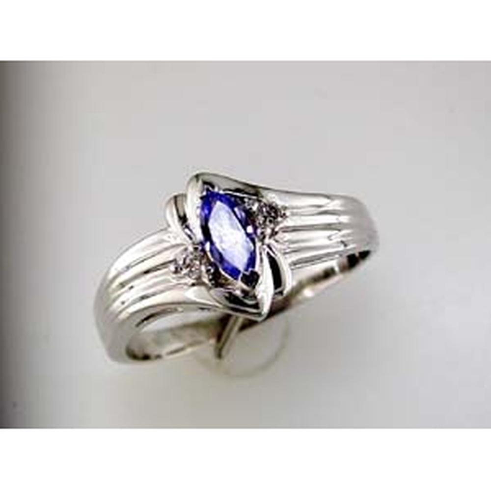 Royal 14K White Gold Tanzanite and Diamond Halo Ring - Enchanted Elegance