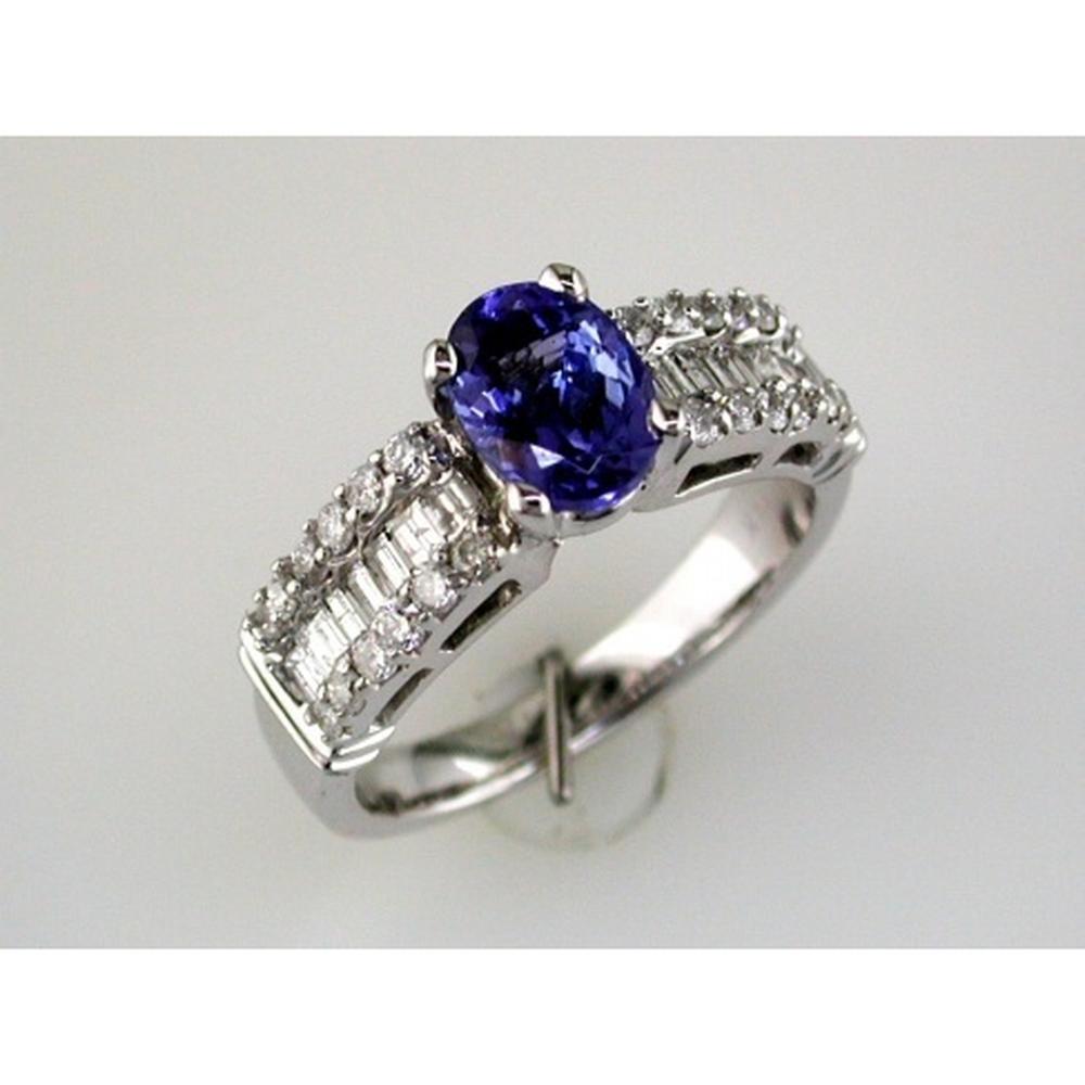 Royal 14K White Gold Tanzanite and Diamond Oval Ring - 2.08 Carat Total Gem Weight