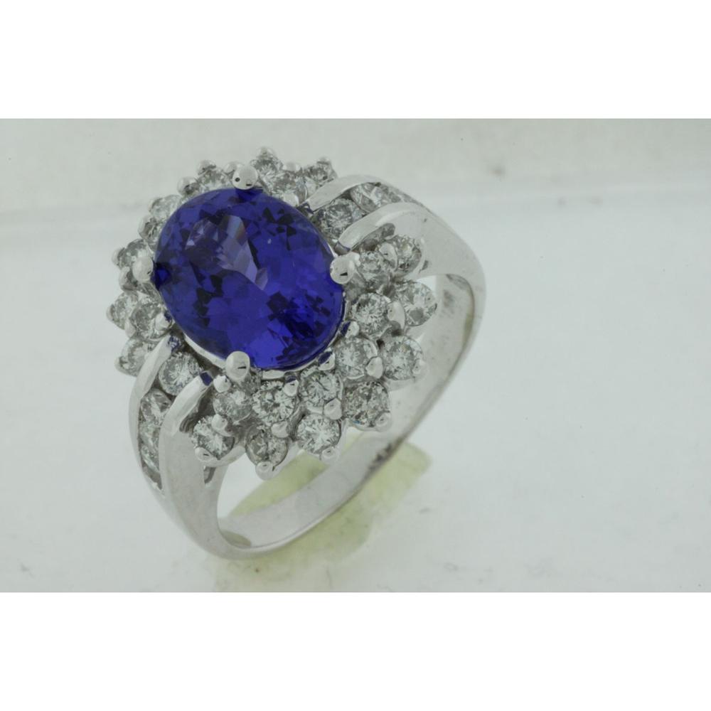 Royal 14K White Gold Tanzanite & Diamond Oval Ring - 3.25 Carat Tanzanite