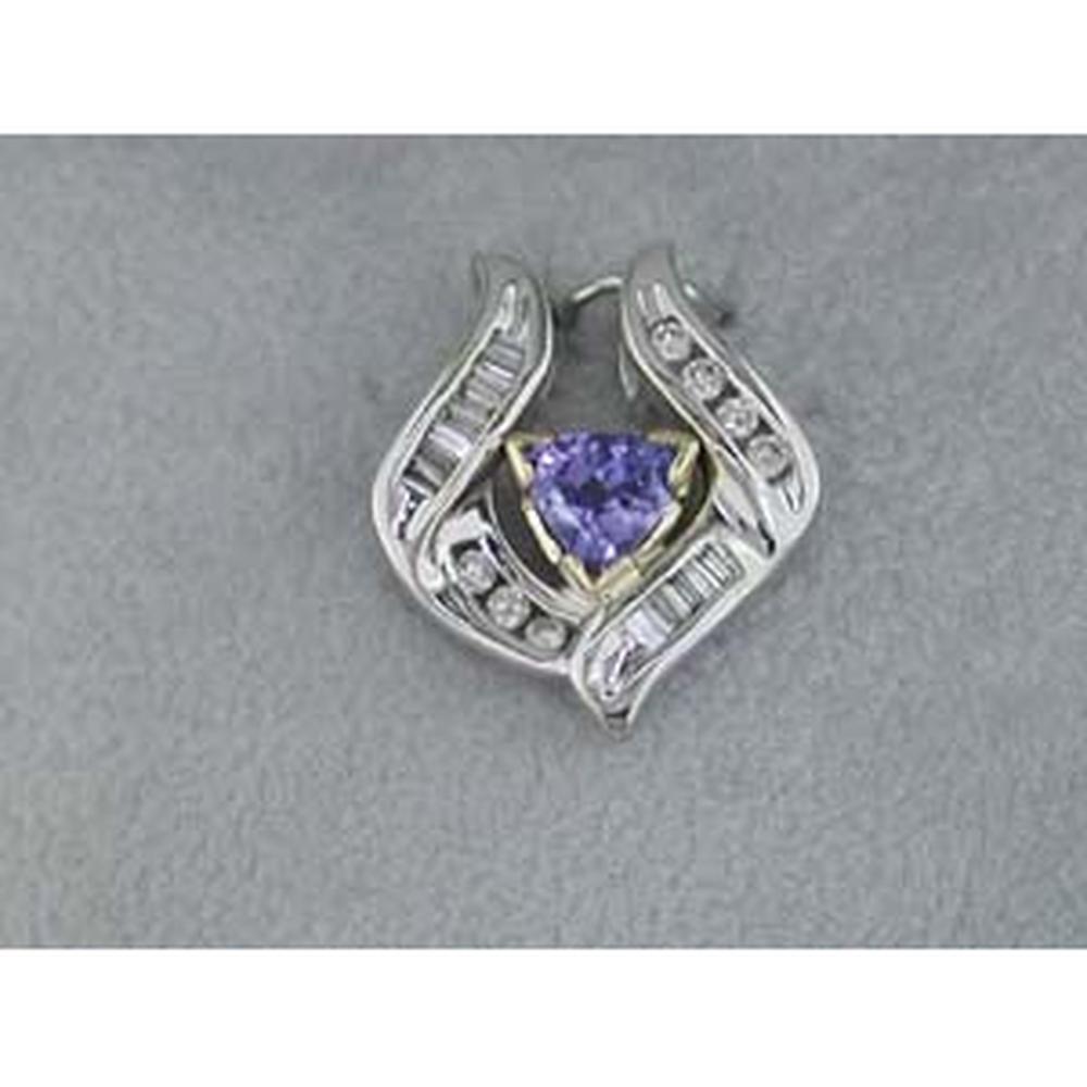 Royal 14K White Gold Tanzanite & Diamond Pendant - 0.40 Carat Tanzanite, 0.19 Carat Diamond Total Weight