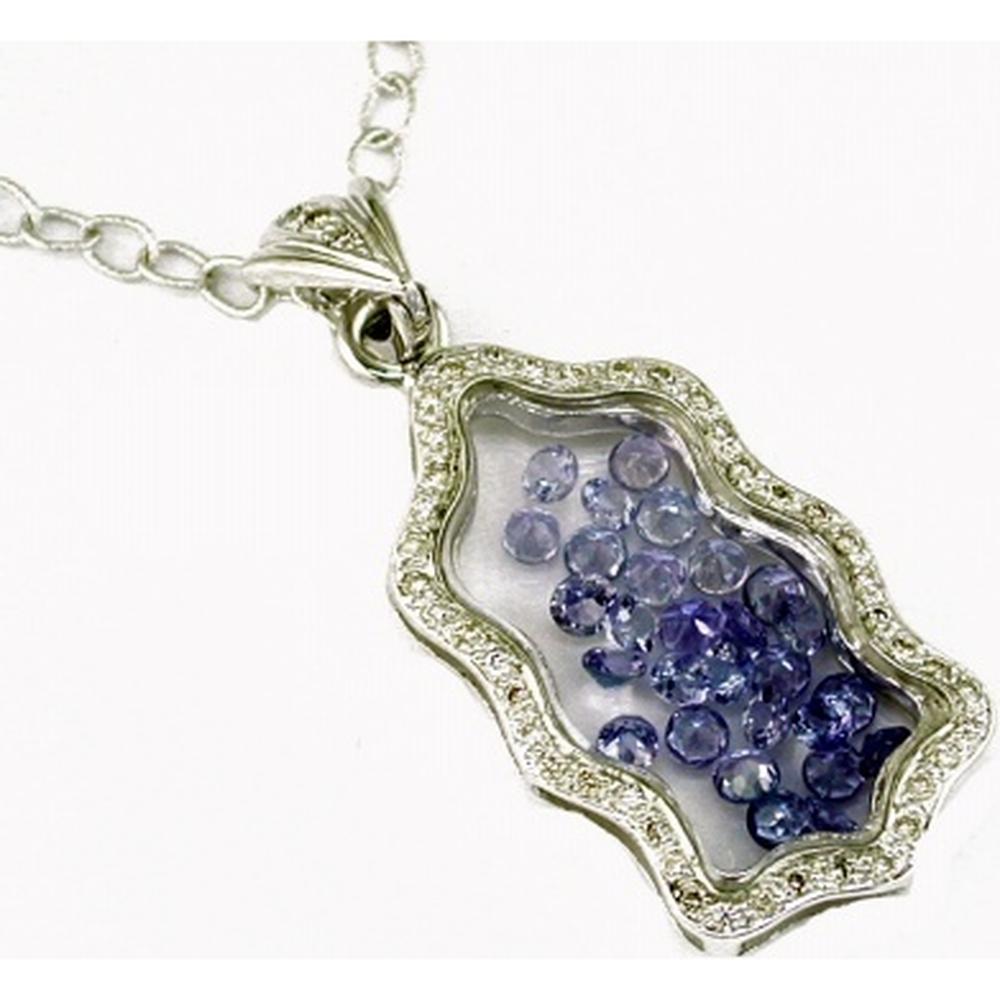 Royal 14K White Gold Tanzanite & Diamond Pendant - 0.90 Carat Tanzanite, Round Diamonds