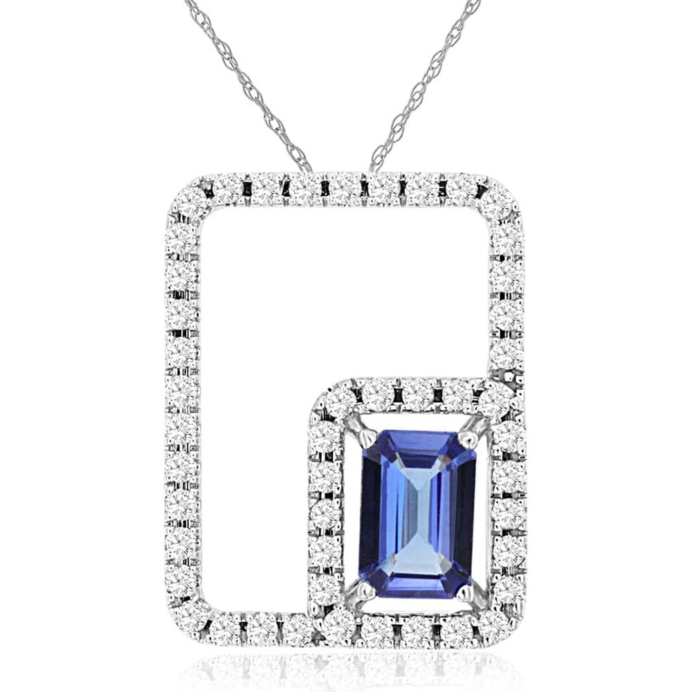 Royal 14K White Gold Tanzanite & Diamond Pendant - 0.97 Carats Total Weight