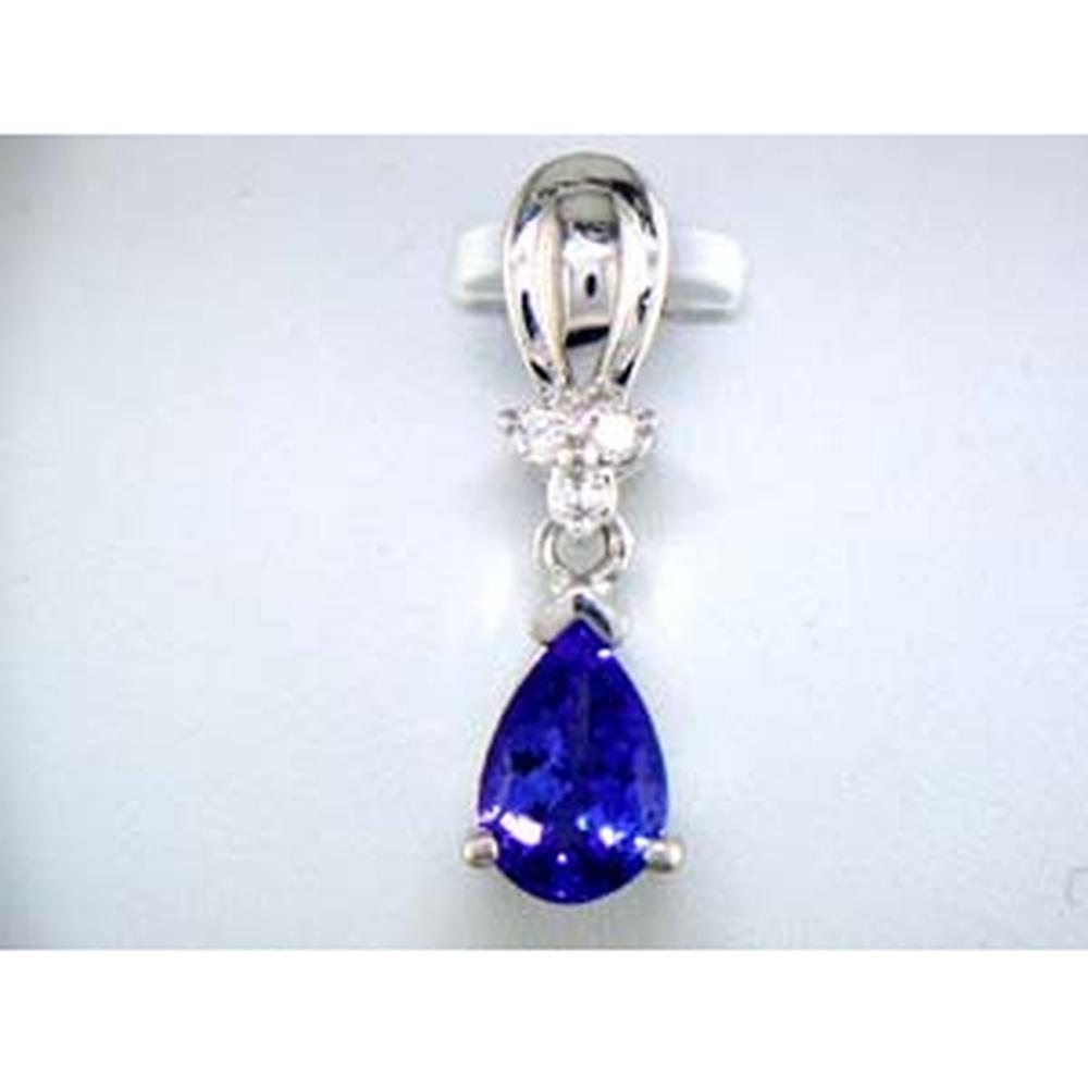 Royal 14K White Gold Tanzanite & Diamond Pendant - 1.15 Carat Total Gem Weight