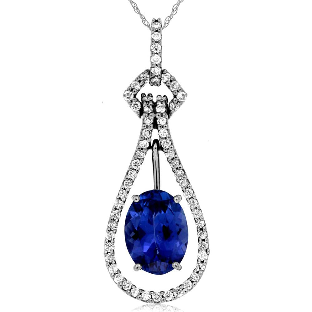 Royal 14K White Gold Tanzanite & Diamond Pendant - Celestial Elegance