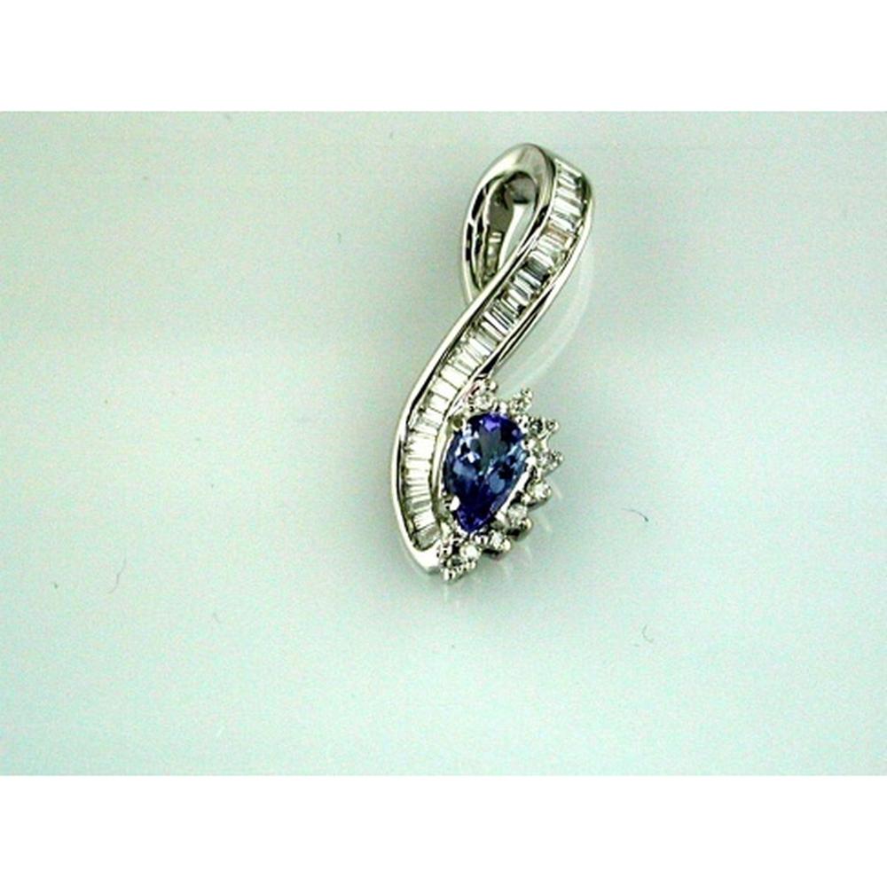 Royal 14K White Gold Tanzanite & Diamond Pendant - Enchanting Pear-Shaped Elegance