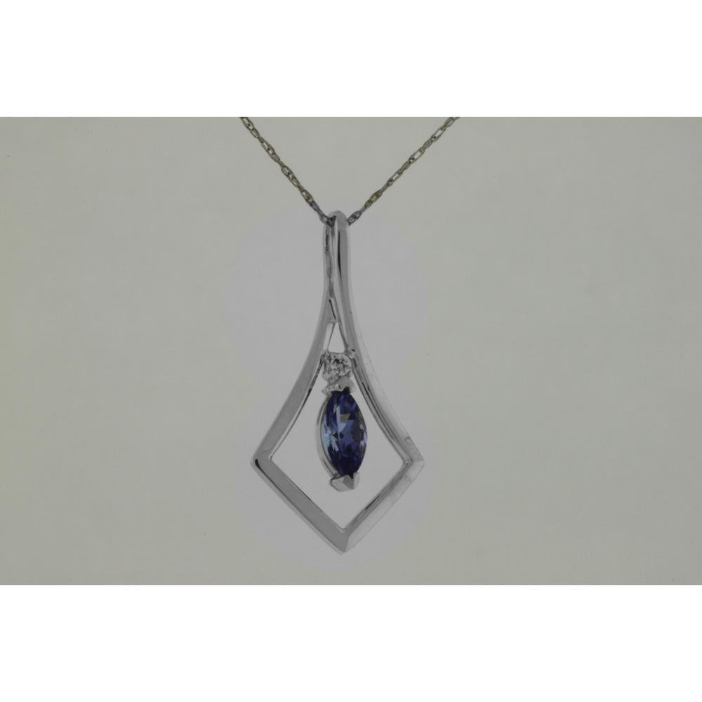 Royal 14K White Gold Tanzanite & Diamond Pendant - Enchanting Twilight Symphony