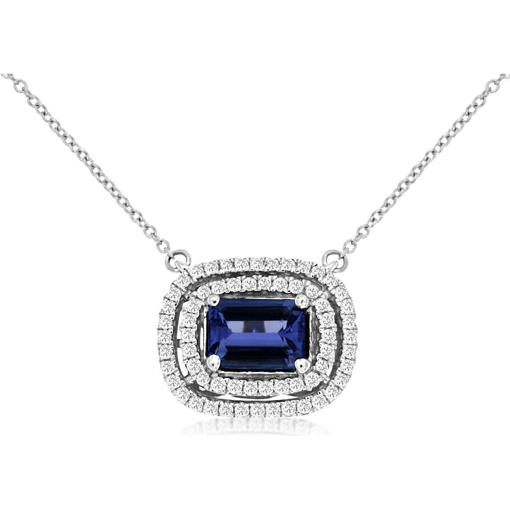 Royal 14K White Gold Tanzanite & Diamond Pendant Necklace - 1.16 Carats Tanzanite, 0.33 Carats Total Diamond Weight