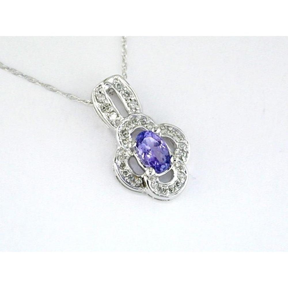 Royal 14K White Gold Tanzanite & Diamond Pendant - Timeless Elegance