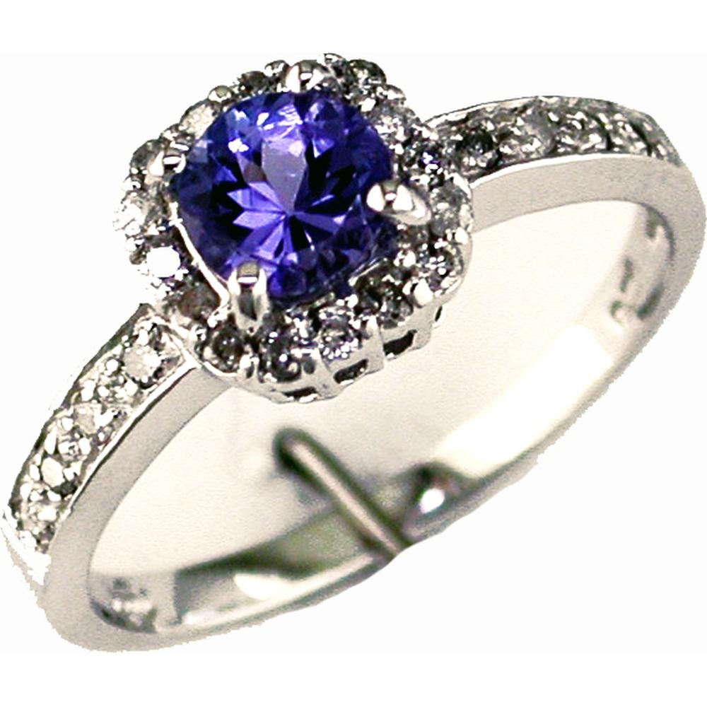 Royal 14K White Gold Tanzanite and Diamond Ring - 0.50 Carat Tanzanite, Round Diamonds