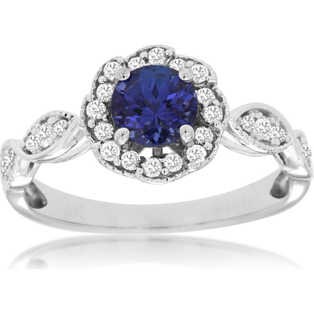 Royal 14K White Gold Tanzanite and Diamond Ring - 0.60 Carat Tanzanite, 0.27 Carat Diamonds