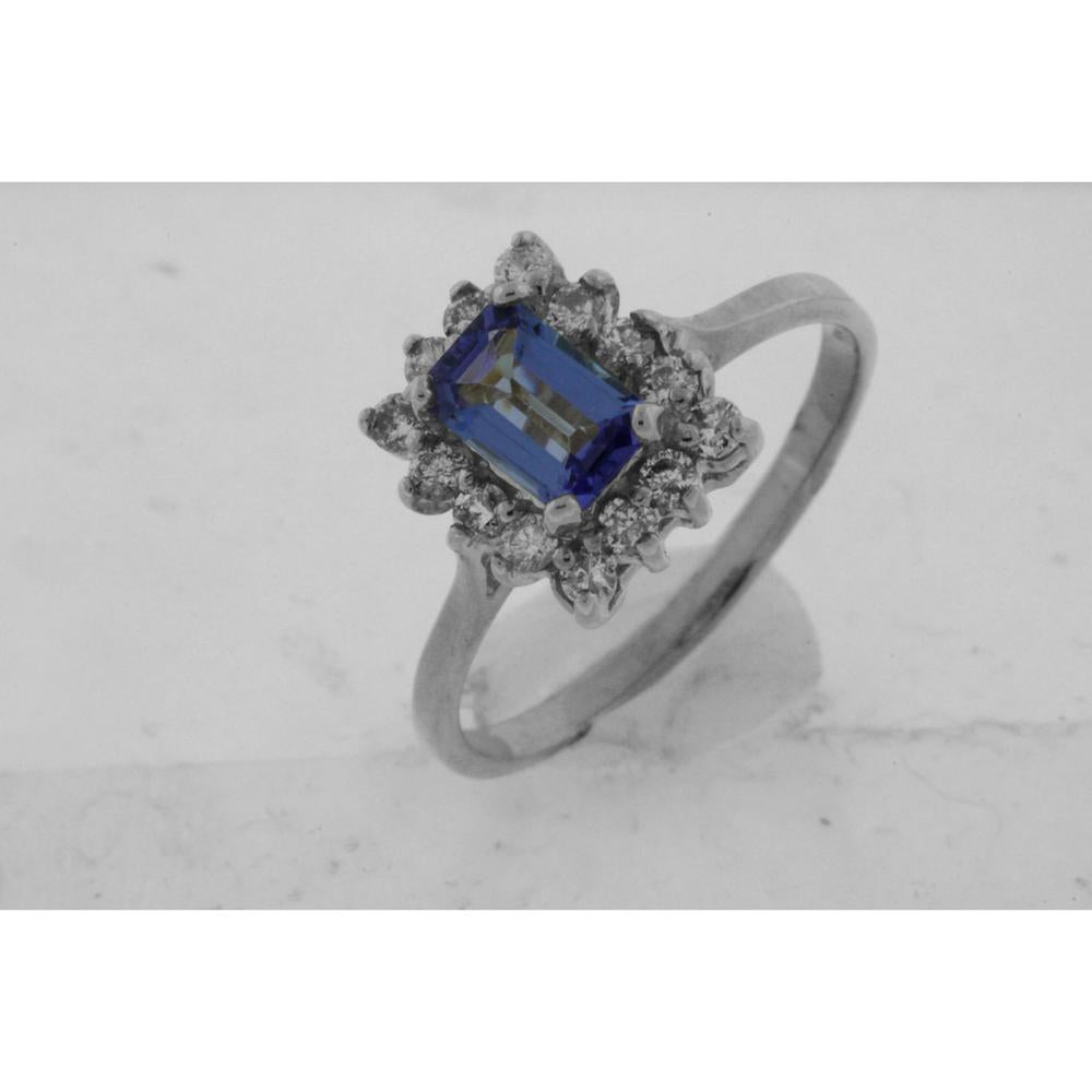 Royal 14K White Gold Tanzanite and Diamond Ring - 0.65 Carat Tanzanite, 0.33 Carat Diamonds