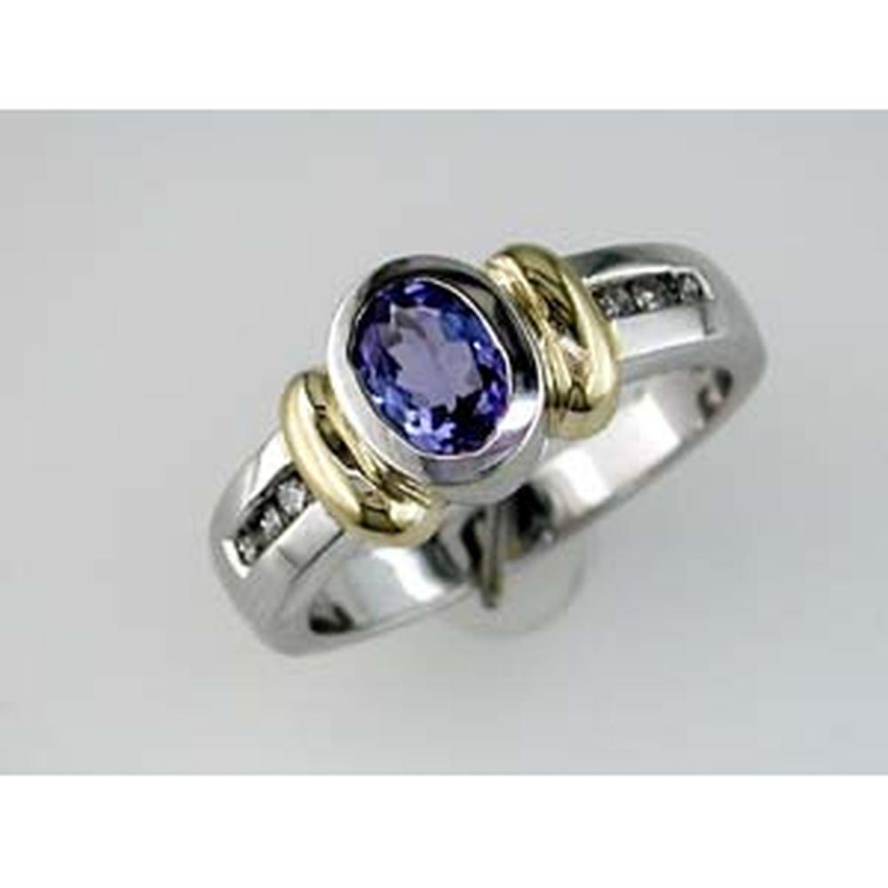 Royal 14K White Gold Tanzanite & Diamond Ring - 0.75 Carat Tanzanite, 0.10 Carat Diamonds
