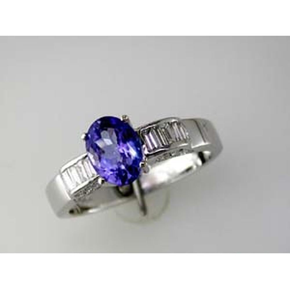 Royal 14K White Gold Tanzanite & Diamond Ring - 0.75 Carat Tanzanite, 0.38 Carat Diamond Total Weight
