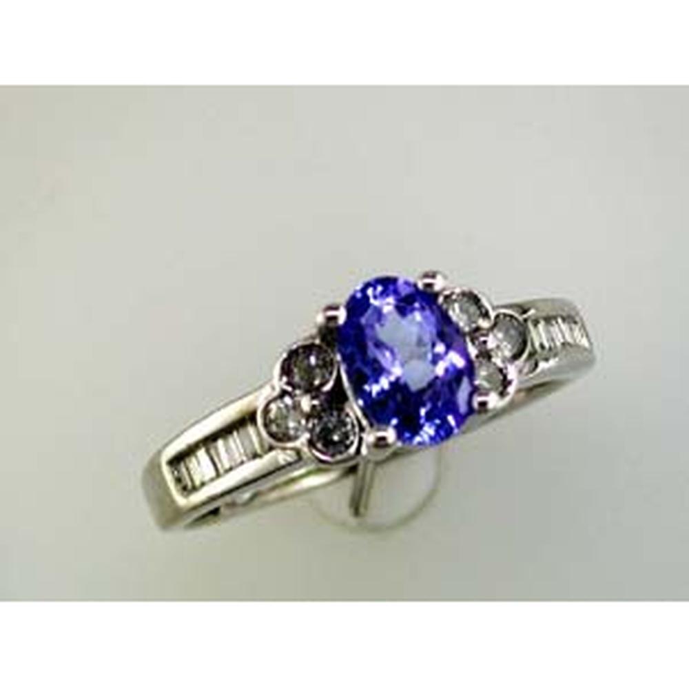 Royal 14K White Gold Tanzanite & Diamond Ring - 0.80 Carat Oval Tanzanite - 0.35 Carat Total Diamond Weight