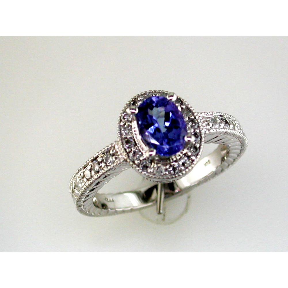 Royal 14K White Gold Tanzanite & Diamond Ring - 0.84 Carat Tanzanite, 0.33 Carat Diamonds