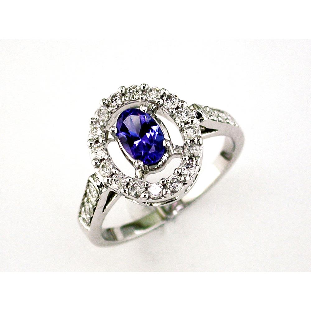Royal 14K White Gold Tanzanite and Diamond Ring - 0.95 Carat Total Gem Weight