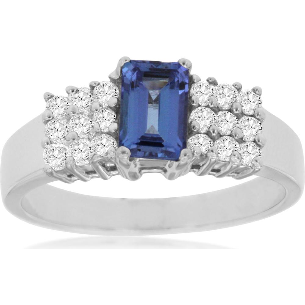 Royal 14K White Gold Tanzanite & Diamond Ring - 1.04 Carat Total Gem Weight