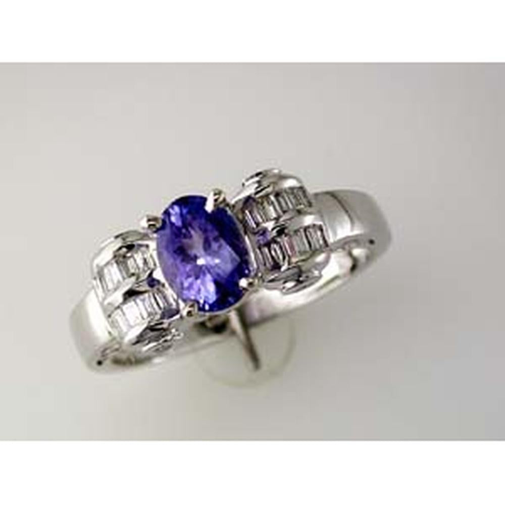 Royal 14K White Gold Tanzanite & Diamond Ring - 1.07 Carat Total Gem Weight