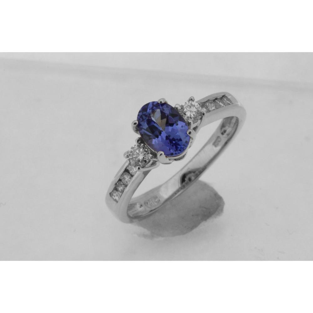 Royal 14K White Gold Tanzanite and Diamond Ring - 1.25 Carat Total Weight