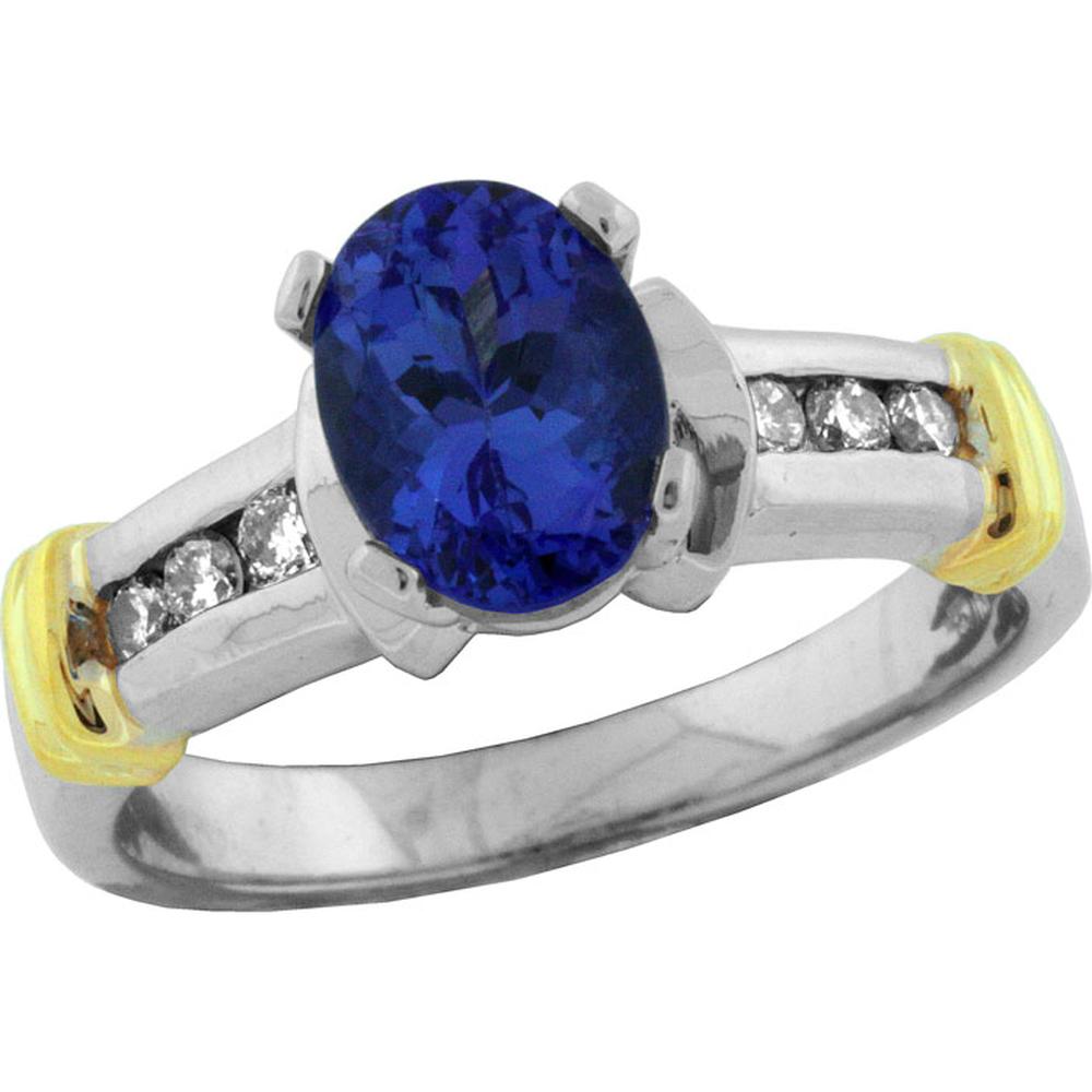 Royal 14K White Gold Tanzanite & Diamond Ring - 1.30 Carat Tanzanite, 0.16 Carat Diamonds
