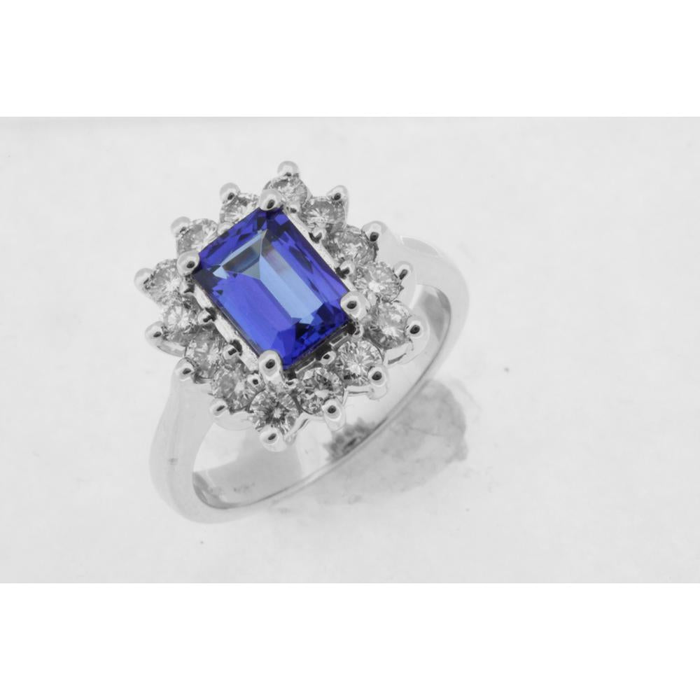 Royal 14K White Gold Tanzanite & Diamond Ring - 1.65 Carat Tanzanite, Round Diamonds
