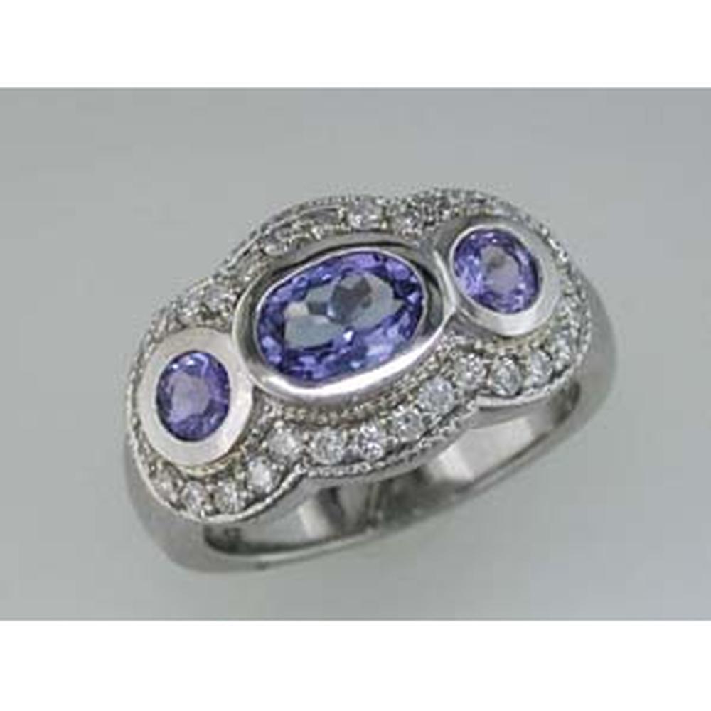 Royal 14K White Gold Tanzanite & Diamond Ring - 1.75 Carat Tanzanite - Sparkling Round Diamonds - Ocean Twilight Beauty