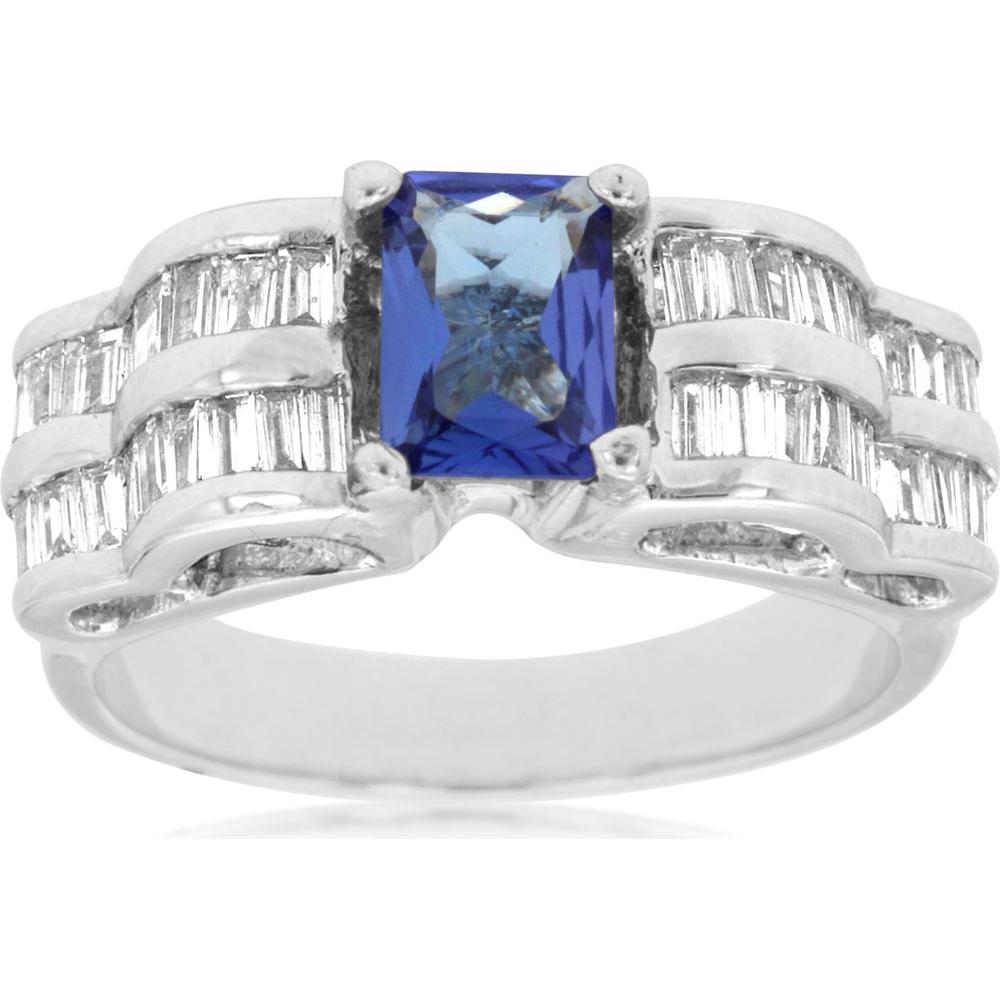 Royal 14K White Gold Tanzanite & Diamond Ring - 1.96 Carat Total Gem Weight