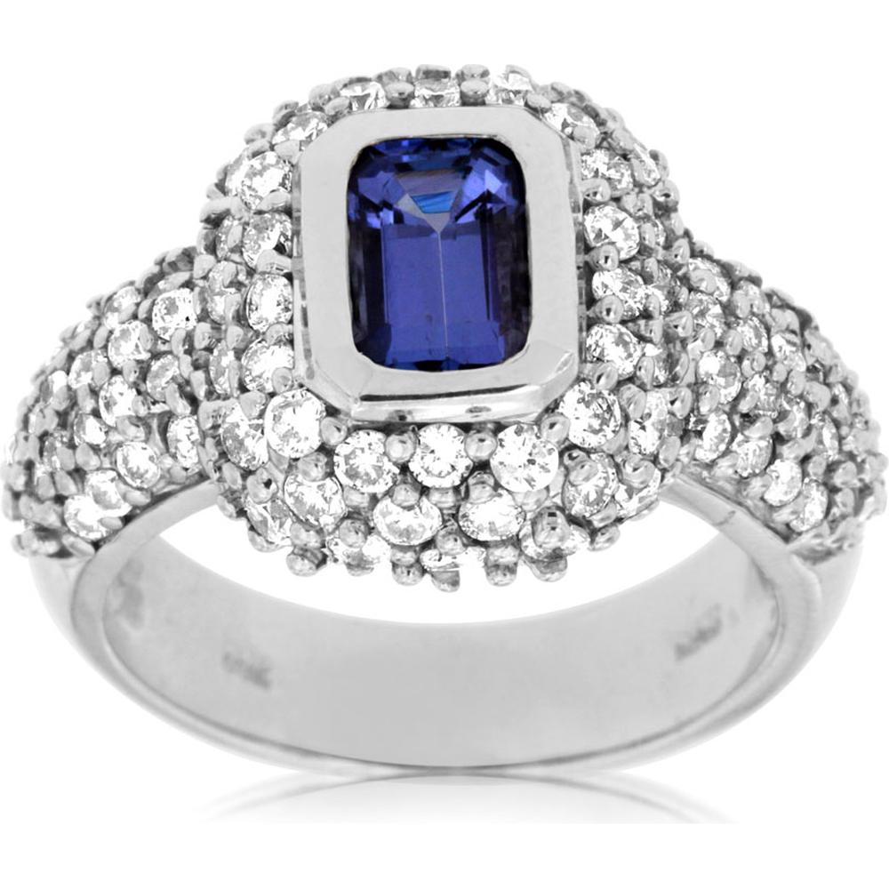 Royal 14K White Gold Tanzanite and Diamond Ring - 2.90 Carat Total Gem Weight