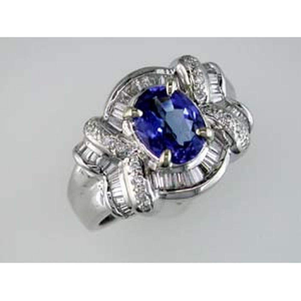 Royal 14K White Gold Tanzanite & Diamond Ring - Celestial Elegance